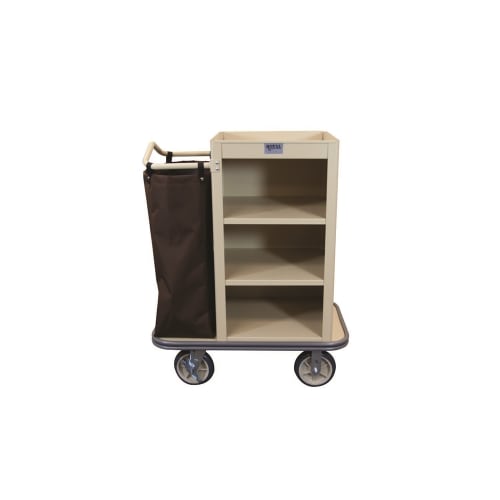 Carro de limpieza de metal compacto Royal Basket con 1 bolsas, beige